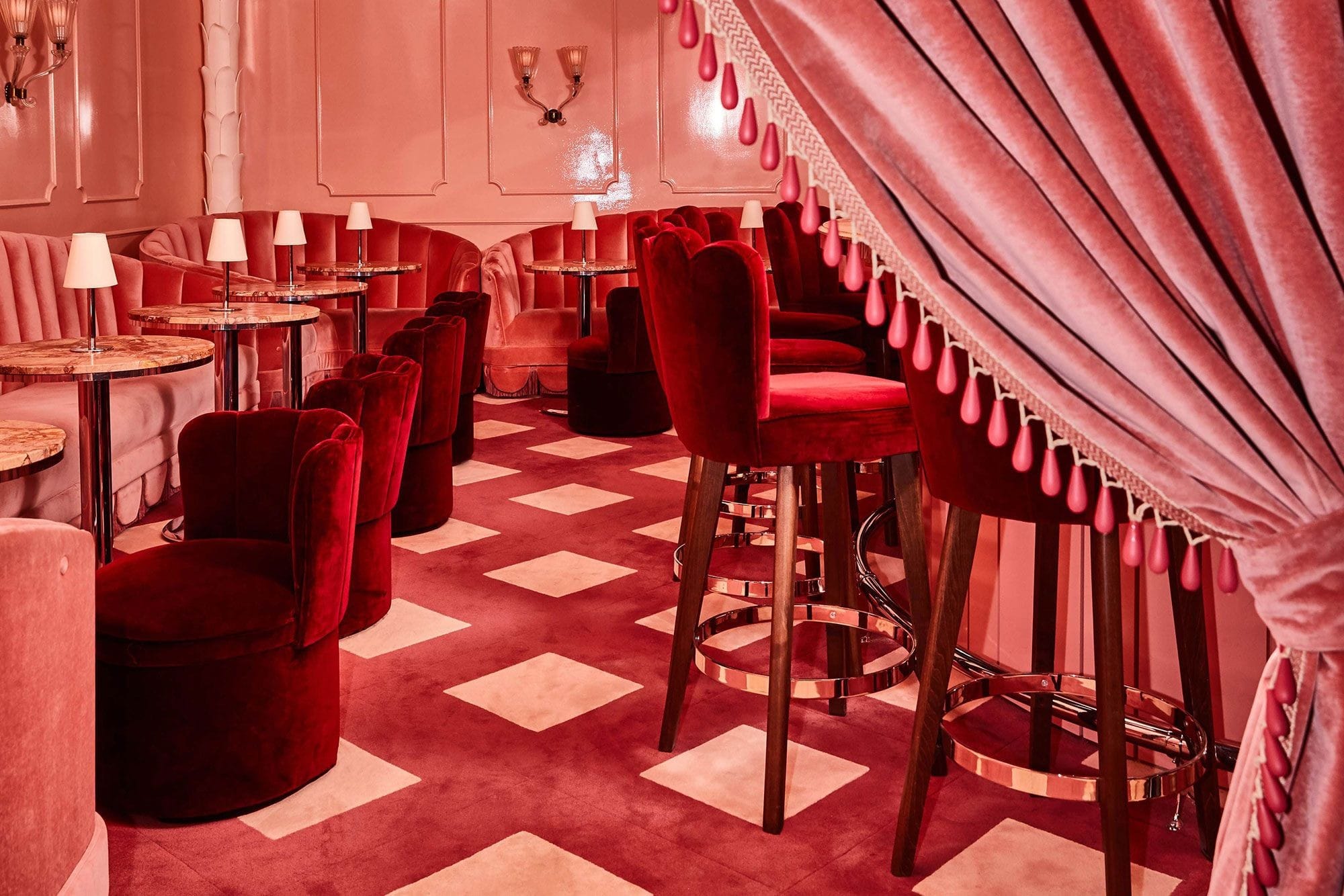 Detroit visitors enjoy the cool and stylish Siren Hotel, with it’s elegant pink velvet Candy Bar.