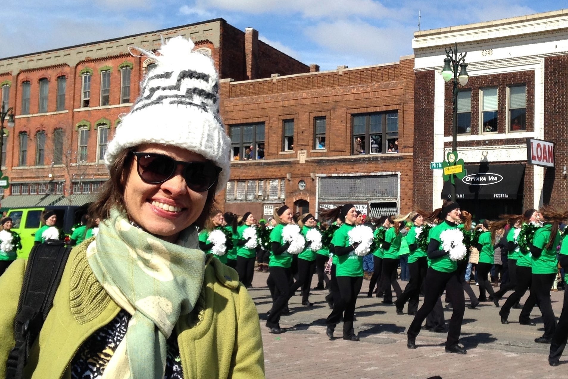 Detroit visitor is on Michigan Avenue to view the popular annual St. Patrick's Day Parade.